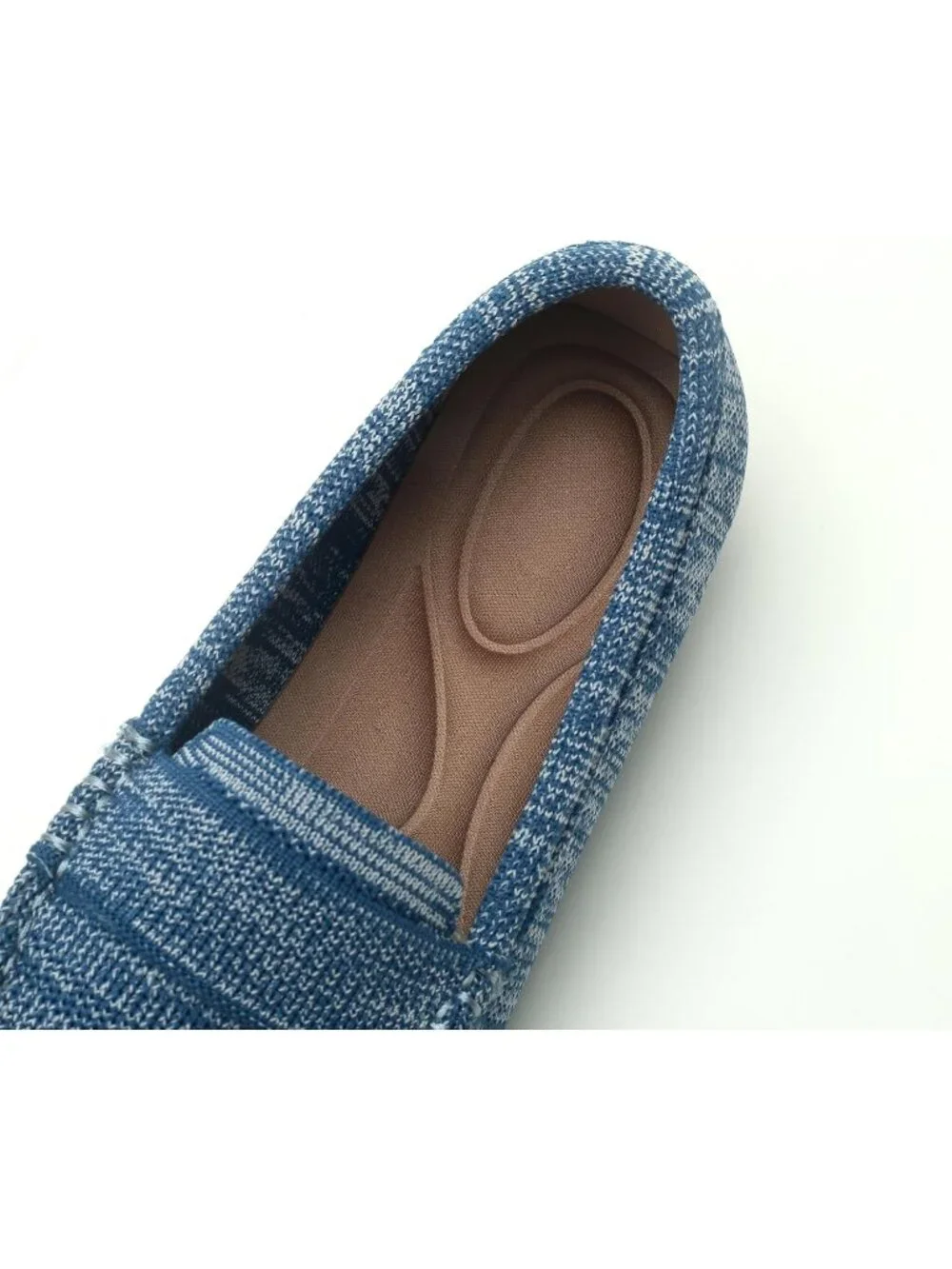 🆕Women's Cow Blue Lightweight Knitted Loafers Casual Flat Shoes Comfortable